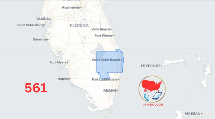 561 Area Code Map